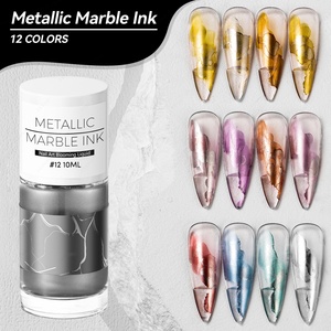 JTING 12 couleurs Encre métallique effet marbre pour nail art, Gel de peinture liquide effet marbre, Vernis à ongles unique, Encre marbrée pour ongles - Product Image 1