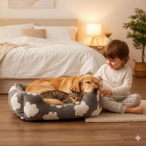 Cuccia per animali Yommy Cloud, morbida e accogliente, in cotone caldo, per cani e gatti, taglia media - Product Image 2