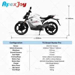 Apexjoy Super SOCO TS <span class=keywords><strong>Street</strong></span> Hunter Sport Moto Électrique Autonomie 120km Vitesse Maximale 75km/h Double Batterie Vente en Gros - Product Image 2