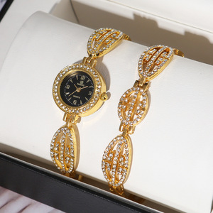 Wholesale Fashion Cute Women Rhinestones Gold <b>Bracelet</b> Watch Set - Product Image 4