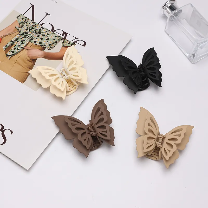 8cm hollow double layer butterfly milk tea four-color frosting clip