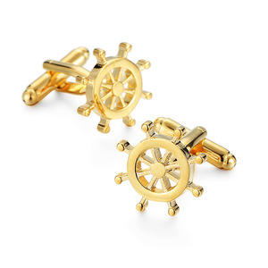 Gemelli per camicia francese con bracciale incrociato placcato oro - Product Image 3