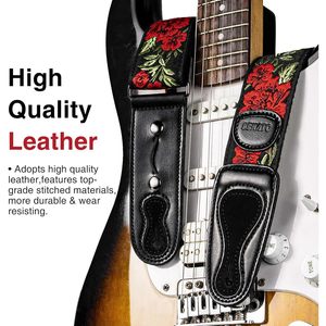 Sangle de guitare florale Lekato, 2 pouces de large, extrémités en cuir, pour guitare acoustique, électrique et basse, sangle pratique - Product Image 3