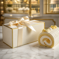 Boîte rigide personnalisée pour gâteau roulé avec fenêtre, logo, finition brillante/mate, doublure en éponge, recyclable, pour l'emballage de desserts de boulangerie