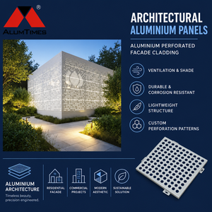 Panneau perforé en aluminium Alumtimes, revêtement de façade moderne, motifs de trous personnalisés, revêtement PVDF ignifuge pour mur extérieur - Product Image 1