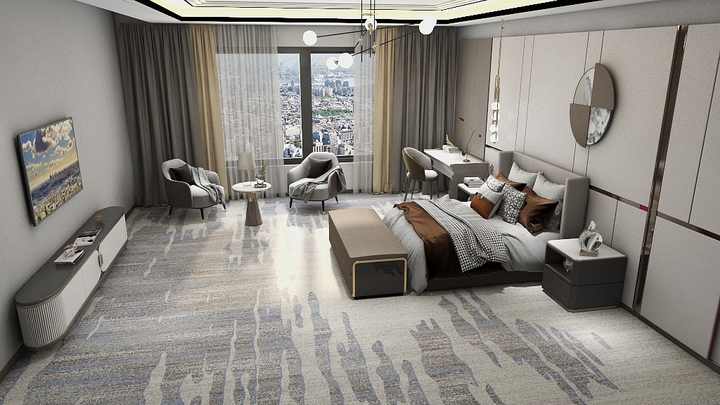 Customized Pattern and Color Wool and Nylon 3D Printed Axminster Wall to Wall Hotel Carpets From Carpet Supplier