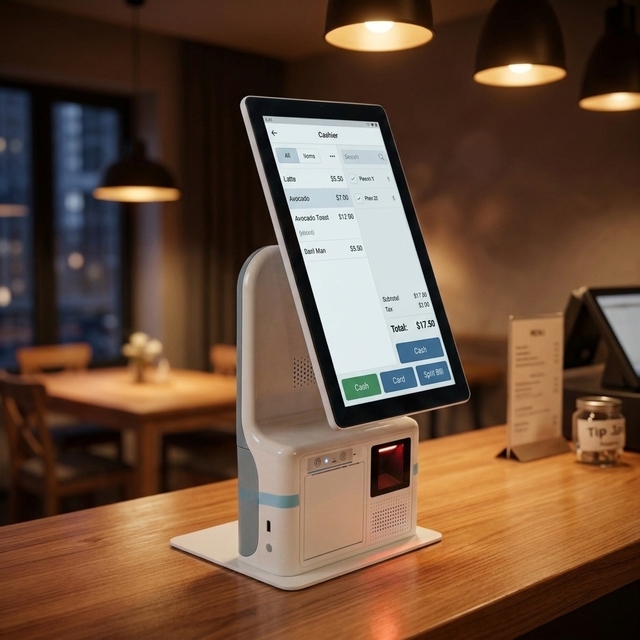 15.8inch POS Kiosk All-in-one Device Restaurant POS Systems Self-service QR Code Printing 80mm Thermal Printer