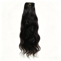 Rambut Asli India Remy Double Drawn 100% dalam Bentuk Bundel 10-30 Inch, Jahitan Mesin Double Weft, Lembut Bergelombang, Tidak Rontok, Bebas Kusut