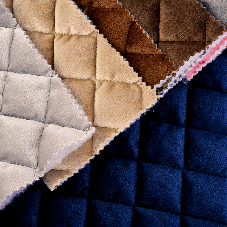 Soft Touching Sofa Cushion 100% Polyester Navy Color Diamond Quilted Velvet Fabric for Sofa Cover