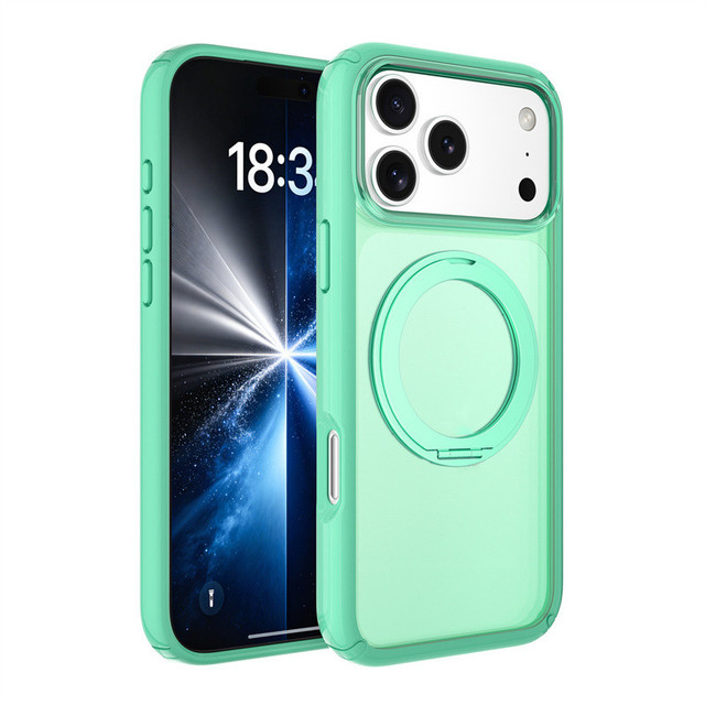Strong Magnetic Rugged Armor Dual Color Clear Case for iPhone 18 Pro Max With Foldable Metal Kickstand Shockproof Phone Case