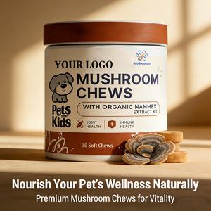 OEM/ODM Champignon Queue de dinde pour chiens avec Crinière de lion biologique - Extrait 8:1, Friandises à mâcher aux champignons pour l'immunité, le soutien des articulations et de la colonne vertébrale - Product Image 5