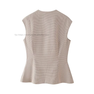 Nuevo Chaleco sin Mangas con Botones a Cuadros, Corte Ajustado, para Uso Diario, Moda Femenina - Product Image 6