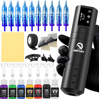 Kit de tatouage sans fil transfrontalier le plus vendu WTK-302K, corps en alliage d'aluminium, écran numérique LED, batterie 1500 mAh, outil de tatouage