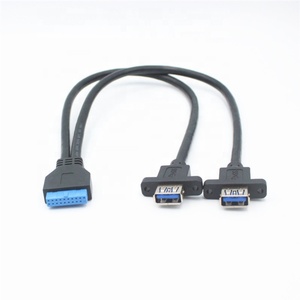 Đen 20 pin <span class=keywords><strong>USB</strong></span> <span class=keywords><strong>3</strong></span>.<span class=keywords><strong>0</strong></span> nội bộ tiêu đề Y Splitter cáp 30cm - Product Image 1