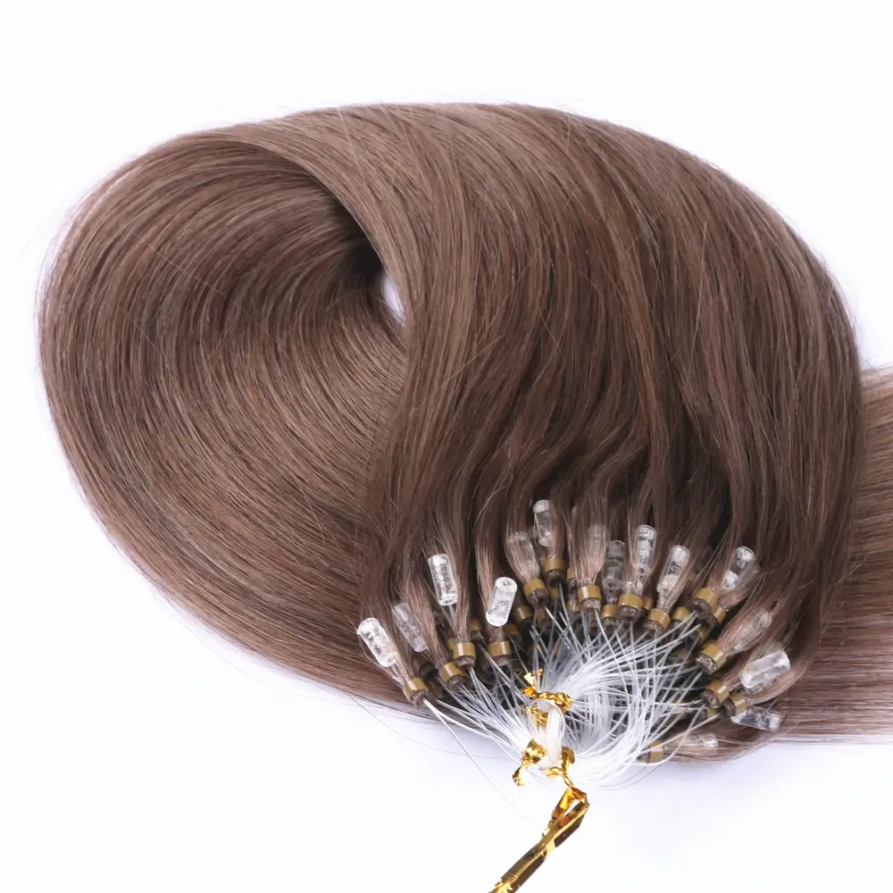 Оптовая продажа 10-30 дюймов 100 г легкая петля/микро кольцо бусины Remy натуральные человеческие волосы для наращивания Омбре прямые волнистые волосы