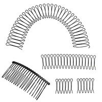 Pince à cheveux en alliage métallique noir à 9 dents pour bonnet de perruque et réceptions de coiffure