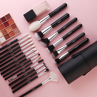 Ensemble de maquillage de luxe de haute qualité, 20 pièces, avec logo personnalisé, poils naturels, manche en bois écologique, respectueux de la peau, pour vente en gros et marque privée