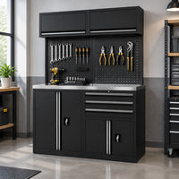 Armoire de rangement modulaire pour garage, coffre à outils, établi avec tiroirs verrouillables et organisateur à panneaux perforés pour atelier domestique