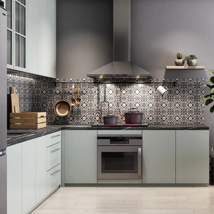Fashion luxury Stainless steel pull down basket clean high end kitchen cabinet custom modern kitchen sets furniture