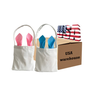 Bolsa de Regalo de Pascua para Niños, con Orejas de Conejo, de Poliéster Peludo, Blanca, para Sublimación, para Fiestas - Product Image 1
