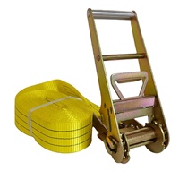 Sangle d'arrimage en polyester premium de 10 tonnes, 3 pouces, avec crochets en J, sangle à cliquet, sangles d'arrimage pour une fixation sécurisée