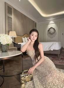 Vestido Midi Elegante para Mujer al por Mayor, con Bordado Floral y Encaje, Tirantes Finos, para Fiesta de Noche, Dama de Honor, Personalizado - Product Image 5