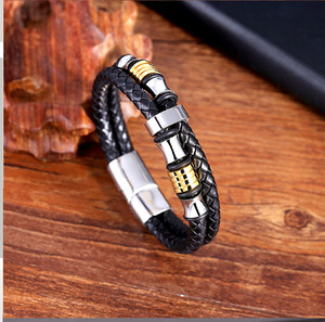 مشبك مغناطيسي من الفولاذ المقاوم للصدأ بتصميم كلاسيكي ، سوار مصنوع يدويًا من الجلد الطبيعي للرجال - Product Image 6