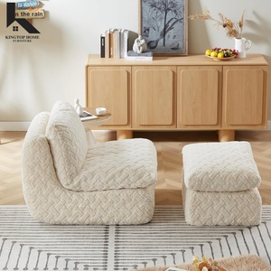 Sillón Sofá Compacto con Otomana, Sillón de Tela de Pana para Espacios Pequeños, Sala de Estar, Dormitorio o Apartamento - Product Image 2