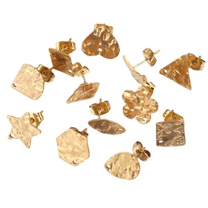 Irregular Geometric <b>Earring</b> Stud Base | 18K PVD Gold Plated Stainless Steel Press Flat Pad <b>Post</b> for DIY <b>Earring</b> Making Findings - Product Image 3