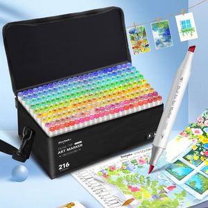 ชุดปากกามาร์คเกอร์แบบสองหัว สำหรับศิลปินมืออาชีพ ใช้สีน้ำมัน 216 สี สำหรับวาดภาพ ระบายสี และสเก็ตช์ เหมาะสำหรับนักเรียน - Product Image 1