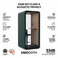 UNIBOOTH Cabine Acoustique Mobile Moderne et Élégante ISO 23351 33dB Réduction du Bruit Ignifuge pour Bureau Ouvert, Bibliothèque, Hôtel, Centre Commercial OEM ODM