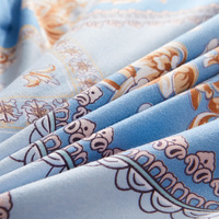 Ensemble de jupe de lit de style européen 4 pièces en polyester brossé épaissi, motif floral baroque, parure de lit de luxe nordique
