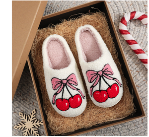 Mode mignon joli nœud femmes pantoufles intérieur hiver semelle souple exquis chaud gracieux casual dortoir confortable plat coton chaussures - Product Image 2