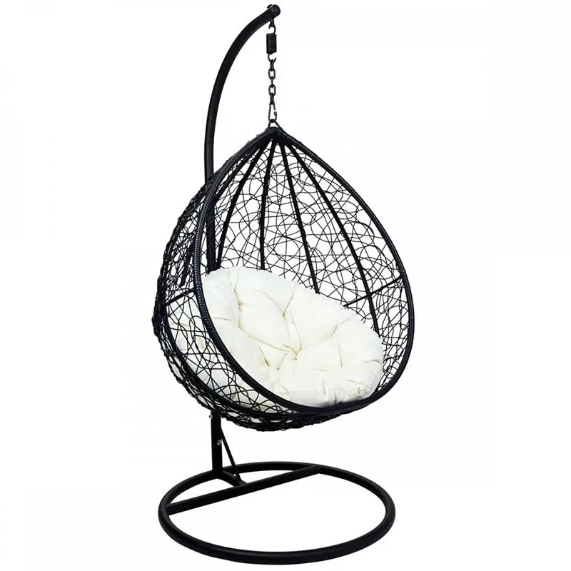 Rattan Egg Swing Chair Indoor Patio Garden Hanging Cane Egg Chair Swing Cushion Stand Outdoor