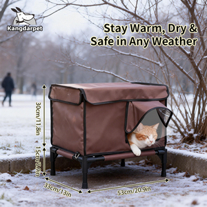 Kangdarpet US en Stock - Casa para Gatos Aislada para Exteriores - Refugio Elevado para Gatos Silvestres Resistente a la Intemperie con Puerta de Escape y Solapa Magnética - Product Image 6