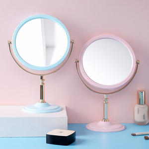 <b>Round</b> European Double-sided 360 Rotating Silver Finish Metal <b>Frame</b> Desktop Cosmetic Vanity Mirror - Product Image 4