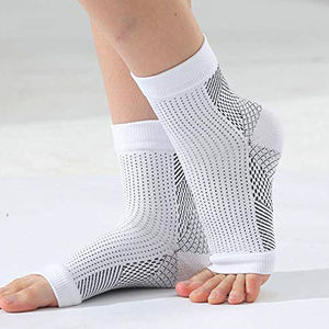 Calcetines Deportivos de Compresión para Tobillo, Personalizados con Logotipo de Fábrica, para Hombre y Mujer, de Nailon de Alta Calidad, Blancos, Negros y Rojos, Transpirables, con Punta Abierta - Product Image 1