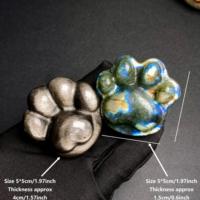 Vente en gros de labradorite naturelle et d'obsidienne argentée de 5 cm, sculptées en forme de patte de chat, pour collection et cadeau de guérison