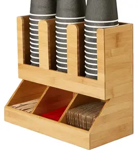 Bamboe Groothandel Koffie Kruiderij En Cup Organizer Wood Wegwerp Papier Cup Organizer