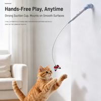 Baguette électrique pour chat, jouet interactif automatique pour chat avec ventouse, baguette papillon simulée rechargeable par USB