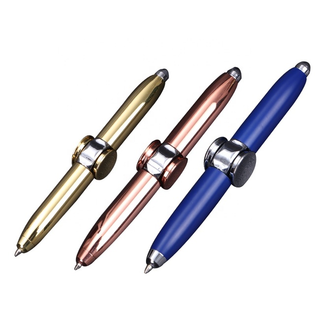 Novelty Multifunction Hand Spinner Metal Led Light Stylus Pen With Custom Pens for Gift Spinner Pen