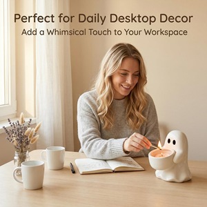 ที่วางเทียนเซรามิกรูปผีน่ารัก 3 มิติ สำหรับตกแต่งโต๊ะกลางในวันฮาโลวีน - Product Image 4