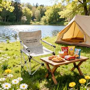 Chaise pliante portable personnalisée avec logo, pour l'extérieur, la pêche, la plage, le camping, avec accoudoirs et poche - Product Image 4
