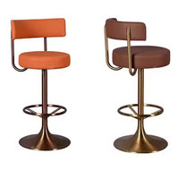 Tabouret de bar moderne, style nordique minimaliste, luxe léger, réglable, pivotant, chaise haute de comptoir, base en acier inoxydable, stable, pour extérieur et salle à manger