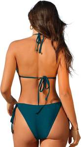 ZAFUL Женские сексуальные комплекты бикини с завязками и завязками сплошной треугольный стринги Купальный костюм из двух частей (синий, м) - Product Image 3