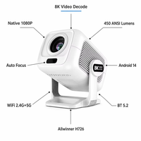 Projecteur 4K 1080P avec décodage vidéo 8K, projecteur LED 450 ANSI, WiFi 6, projecteur intelligent pour la maison et la chambre