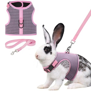 Rabbit Vest Harness Pink Breathable Adjustable Small <b>Pet</b> Chest Strap For Cat And Rabbit <b>Leash</b> Set - Product Image 1