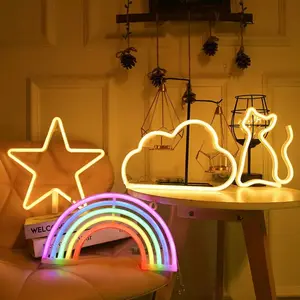 Criativo Lua Nuvem Rainbow Neon Luzes Bateria USB Operado para Quarto Parede Partido Crianças Quarto