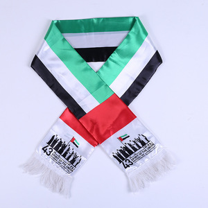 En gros 14*130cm Satin Drapeau Palestinien Écharpe EAU Palestine Soudanais <span class=keywords><strong>Arabe</strong></span> Saoudien Irak Châle Impression Numérique Fête Nationale - Product Image 3