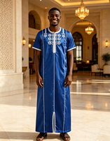 CCY Meilleures ventes Qamis marocain brodé à rayures, Boubou Homme, Vêtements musulmans, Robes brillantes en tissu africain pour le Ramadan